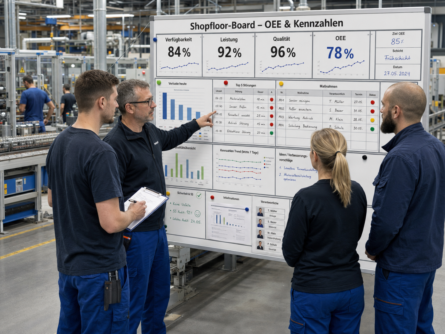 Lean Board mit OEE-Übersicht
